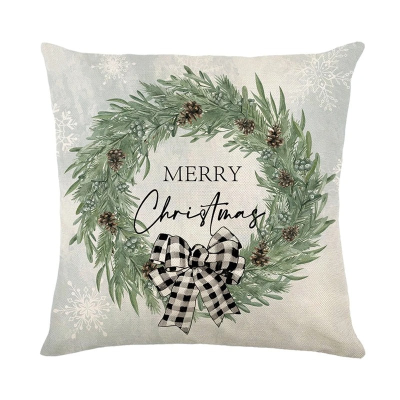 Linen Christmas Cushion Cover – Festive Pillow Case 45x45cm for Holiday Home Décor