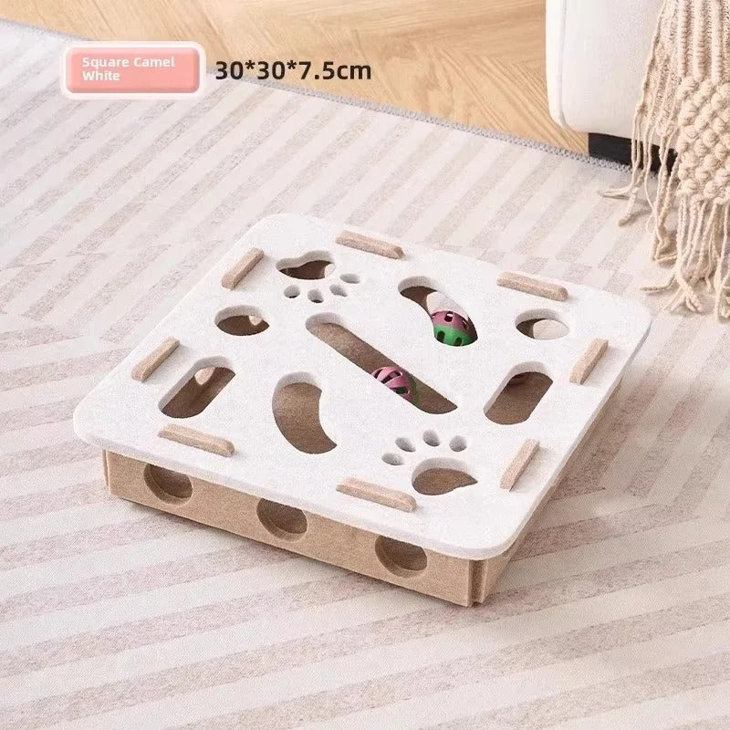 Cat Puzzle Toy Felt Box – Interactive Exercise & Hunting Toy with Ball for Indoor Cats