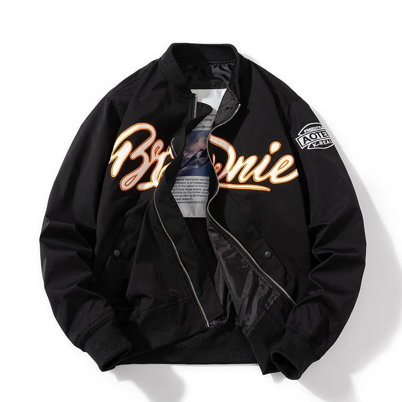 Embroidered Baseball Bomber Jacket - Korean Trendy Pilot Outerwear
