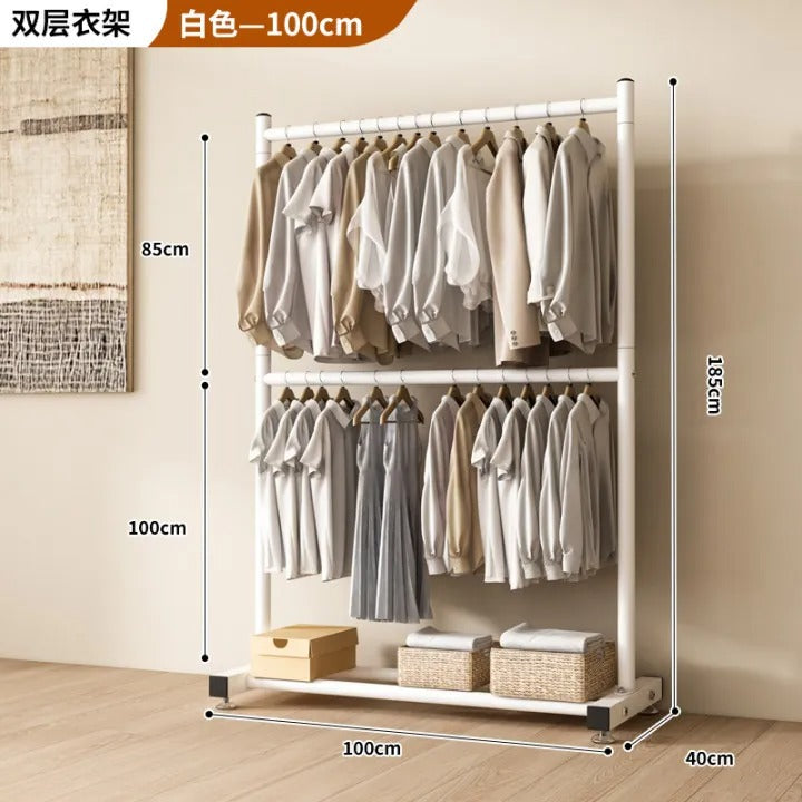 Double Layer Clothes Drying Rack - Heavy Duty Floor Standing Organizer