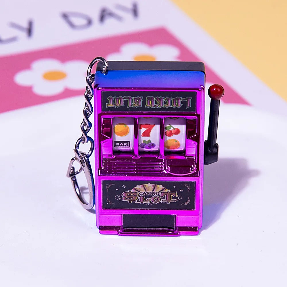 Mini Slot Machine Keychain – Novelty Lucky Charm Keyring Toy for Adults & Gambling Enthusiasts - QuirkyFindsHub