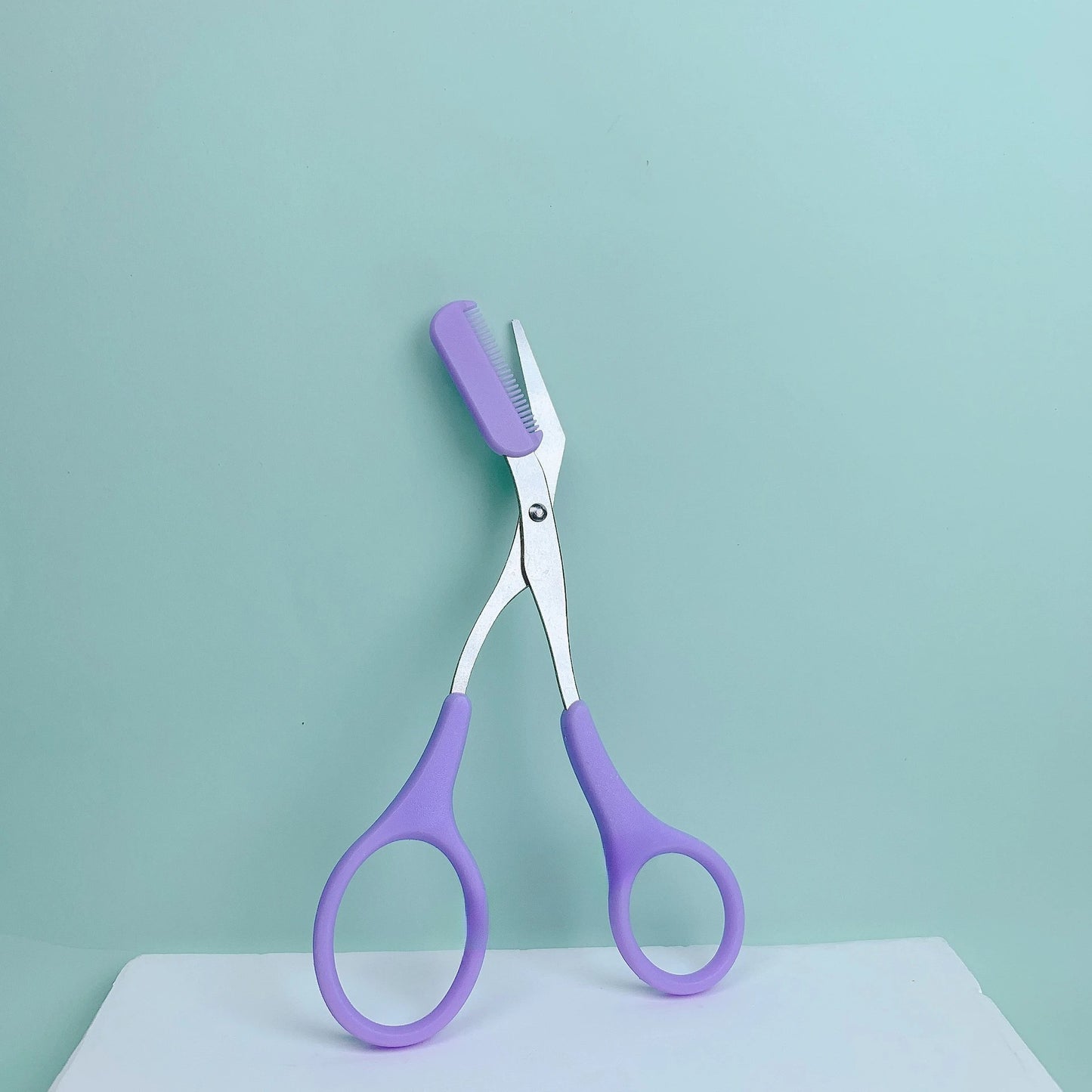 Pink Eyebrow Scissors with Built-In Comb – Stainless Steel Precision Grooming Tool