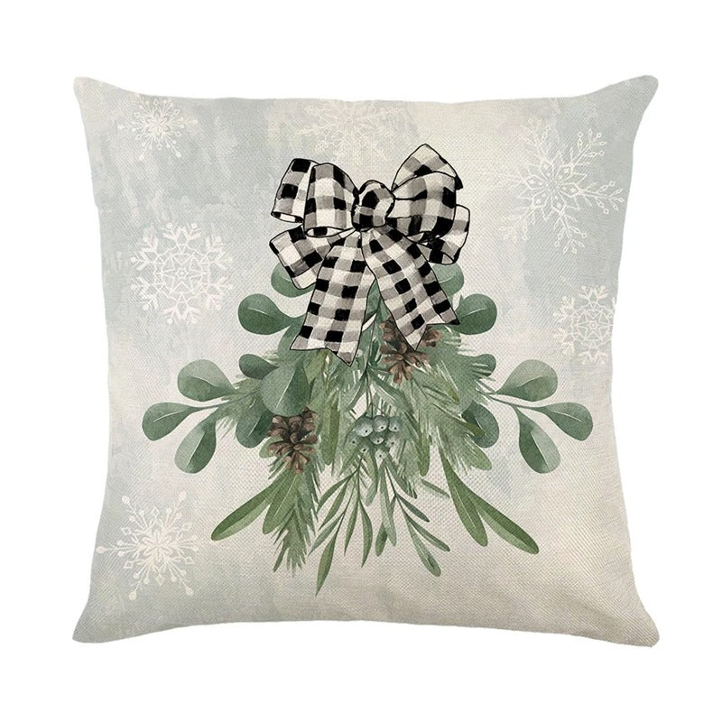 Linen Christmas Cushion Cover – Festive Pillow Case 45x45cm for Holiday Home Décor