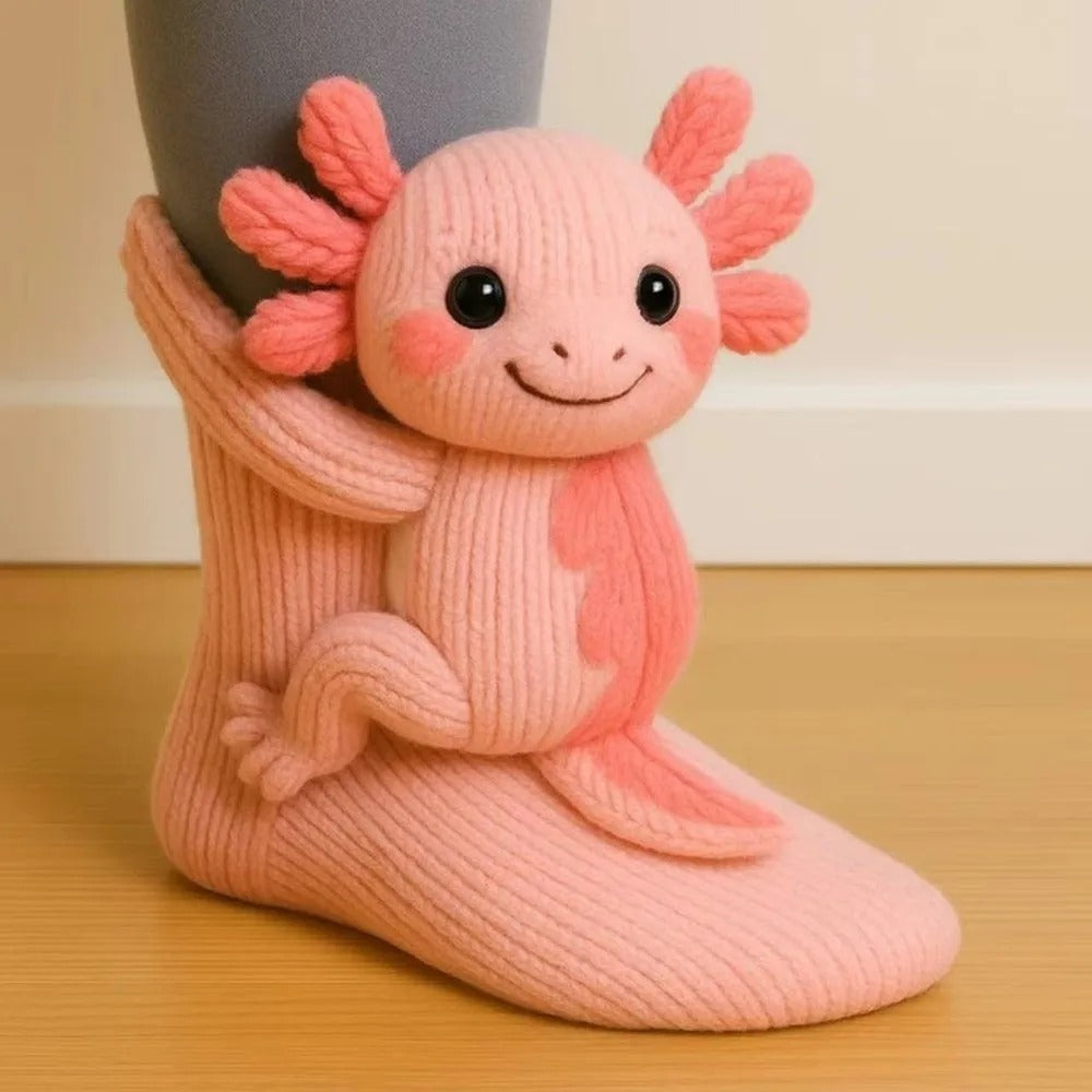 Three-Dimensional Cat Printed Mid Tube Socks