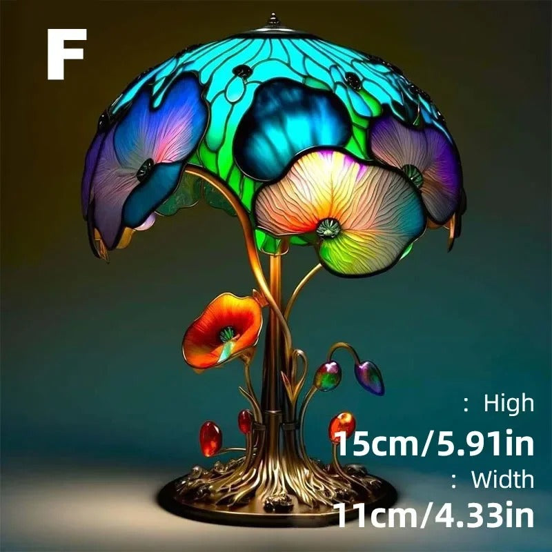 Fairy Mushroom Garden Stained Glass Lamp – Handmade Night Light