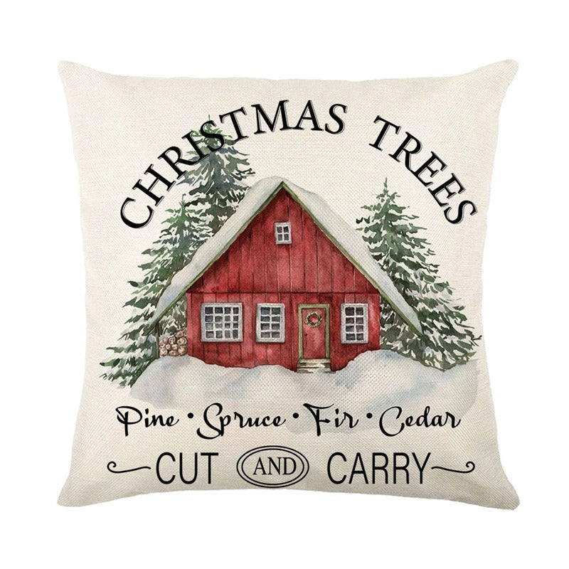 Linen Christmas Cushion Cover – Festive Pillow Case 45x45cm for Holiday Home Décor