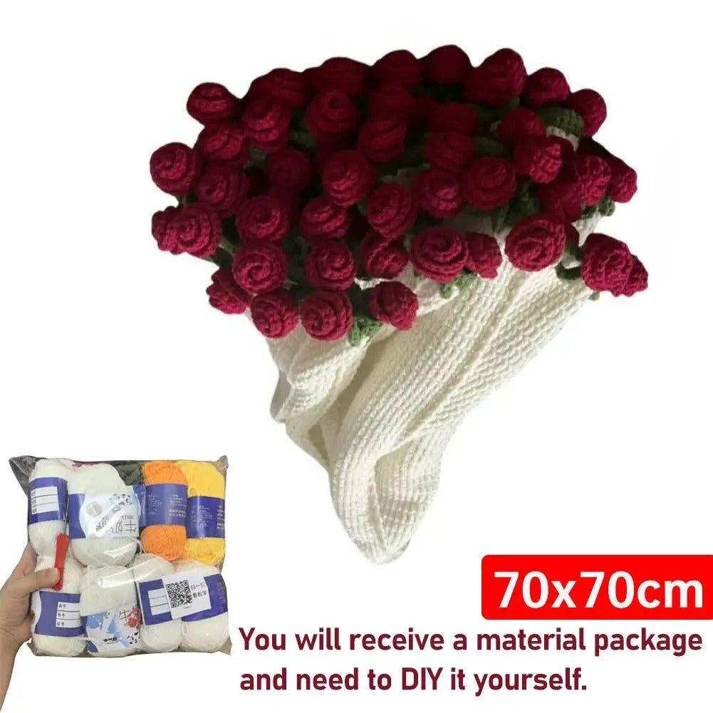 DIY Crocheted Flower Bouquet Blanket Kit – Handmade 100% Cotton Crochet Material Package