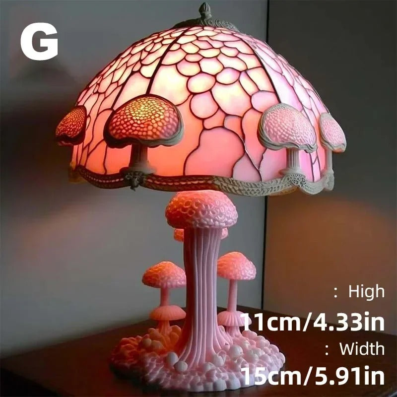 Fairy Mushroom Garden Stained Glass Lamp – Handmade Night Light