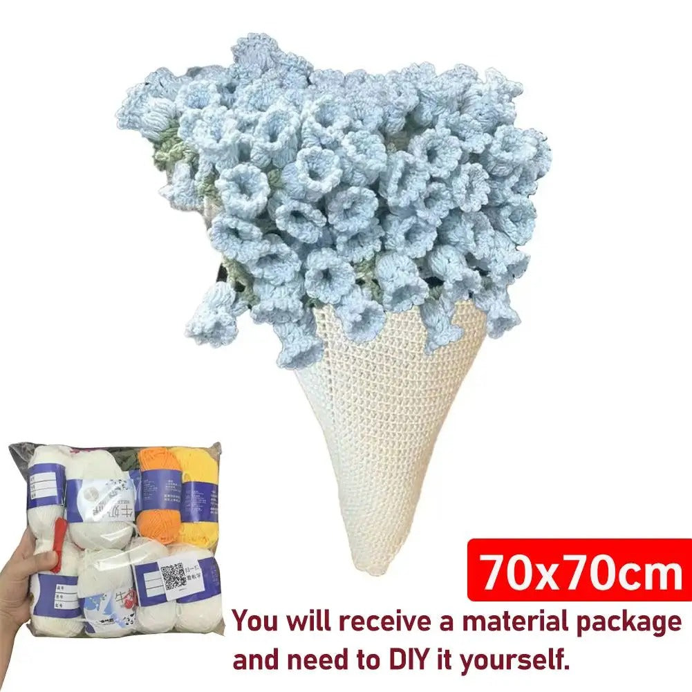DIY Crocheted Flower Bouquet Blanket Kit – Handmade 100% Cotton Crochet Material Package
