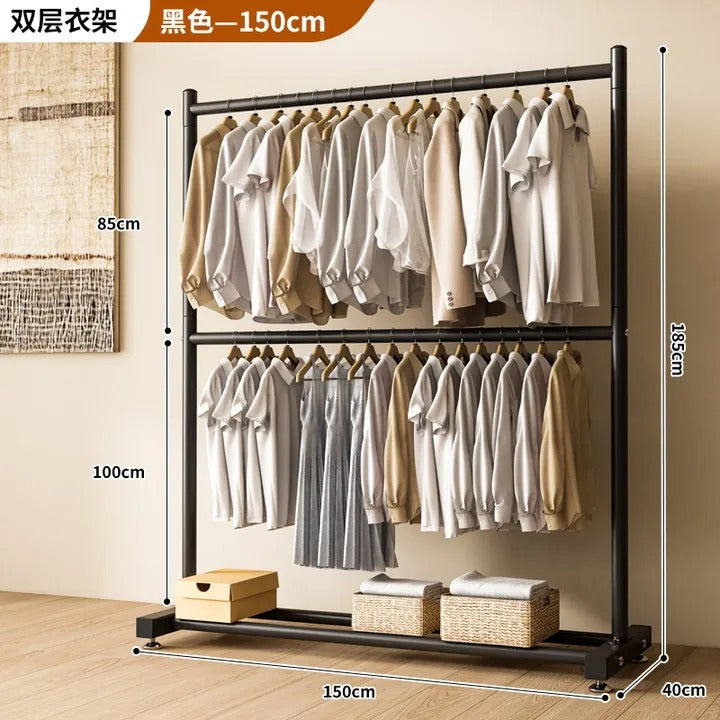 Double Layer Clothes Drying Rack - Heavy Duty Floor Standing Organizer