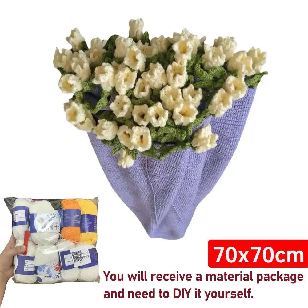 DIY Crocheted Flower Bouquet Blanket Kit – Handmade 100% Cotton Crochet Material Package