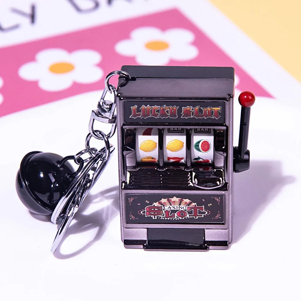 Mini Slot Machine Keychain – Novelty Lucky Charm Keyring Toy for Adults & Gambling Enthusiasts - QuirkyFindsHub