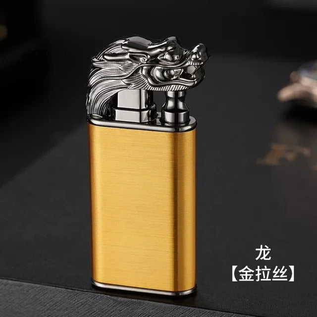 3D Relief Dragon Crocodile Double Fire Lighter Metal Windproof