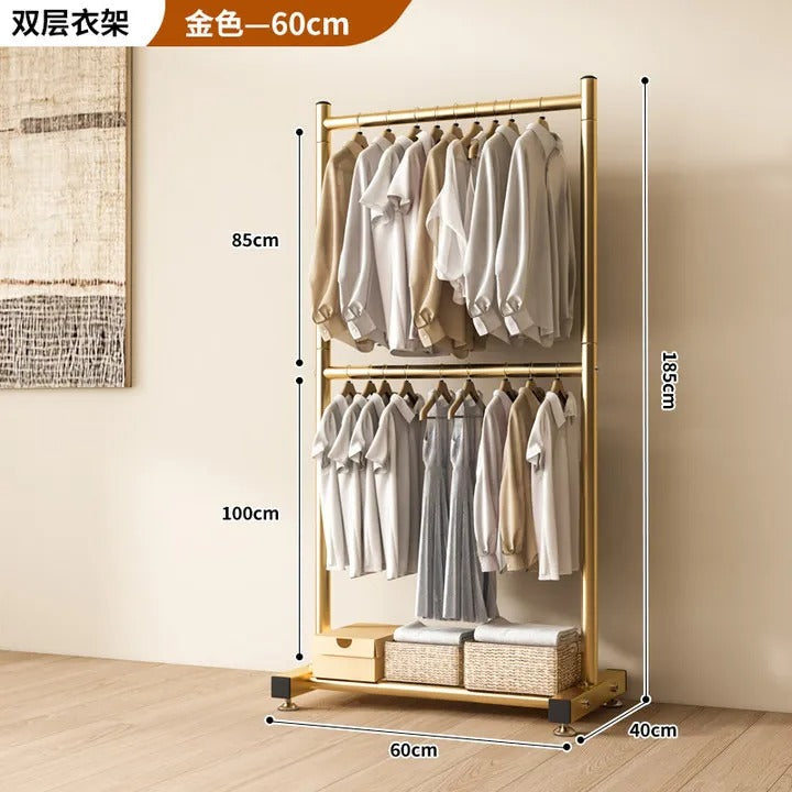 Double Layer Clothes Drying Rack - Heavy Duty Floor Standing Organizer
