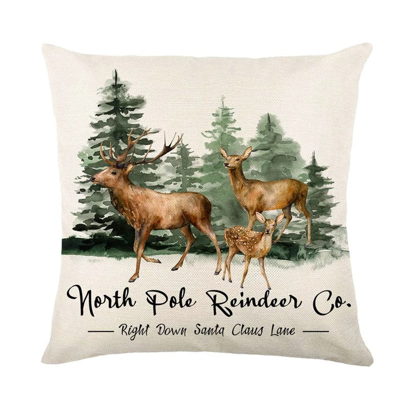 Linen Christmas Cushion Cover – Festive Pillow Case 45x45cm for Holiday Home Décor