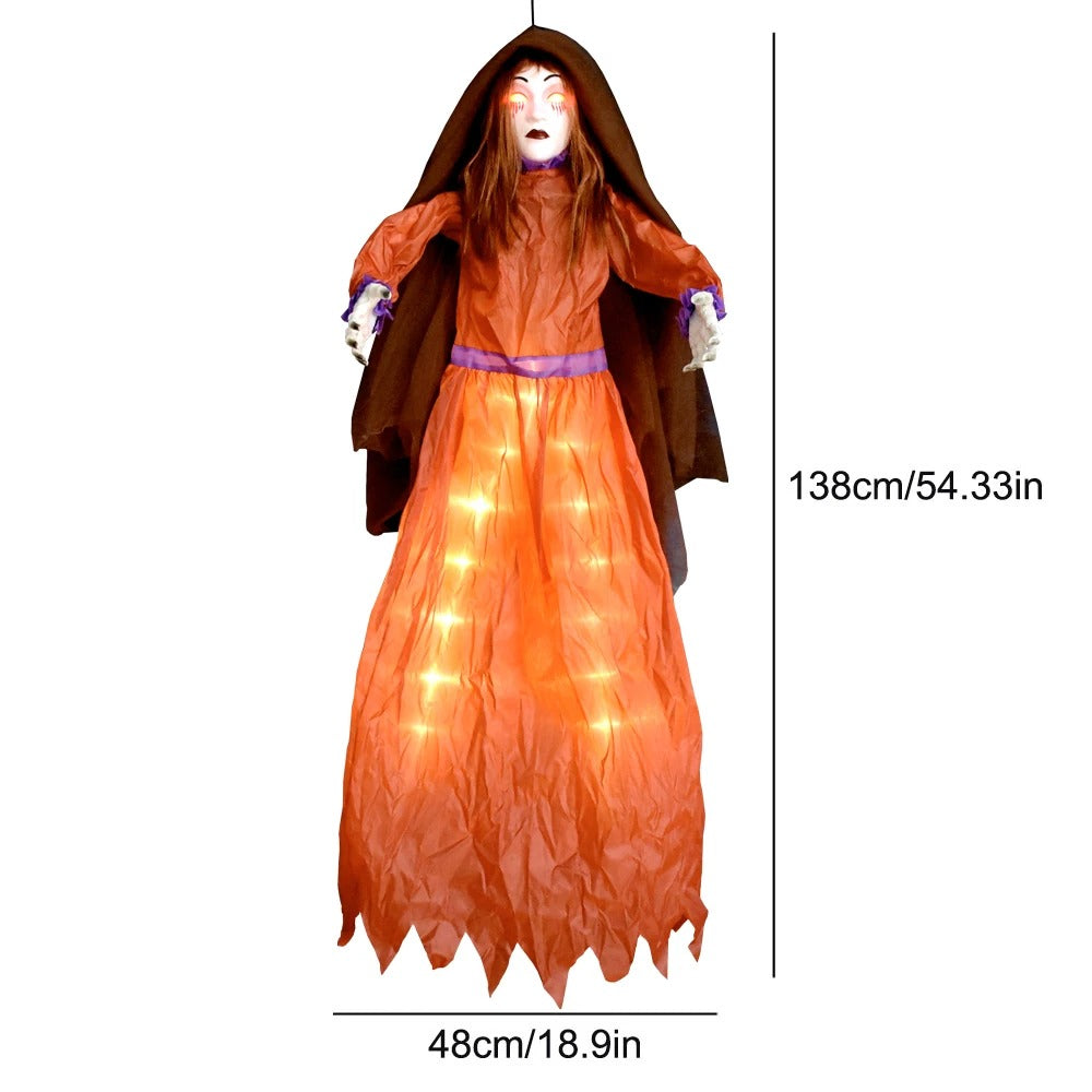 Halloween Hanging Decoration with Light-Up Eyes – Outdoor Yard Haunted House Party Prop