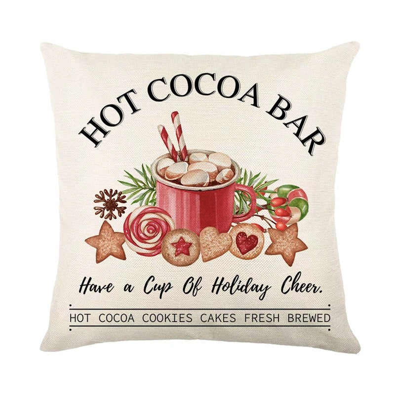 Linen Christmas Cushion Cover – Festive Pillow Case 45x45cm for Holiday Home Décor