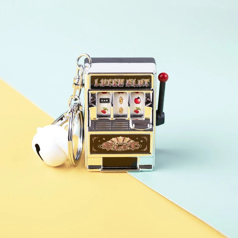 Mini Slot Machine Keychain – Novelty Lucky Charm Keyring Toy for Adults & Gambling Enthusiasts - QuirkyFindsHub