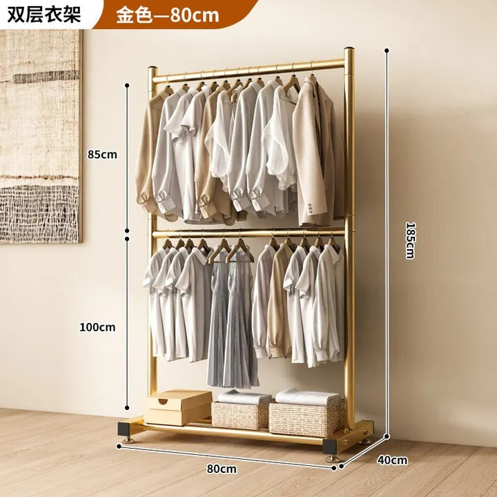 Double Layer Clothes Drying Rack - Heavy Duty Floor Standing Organizer