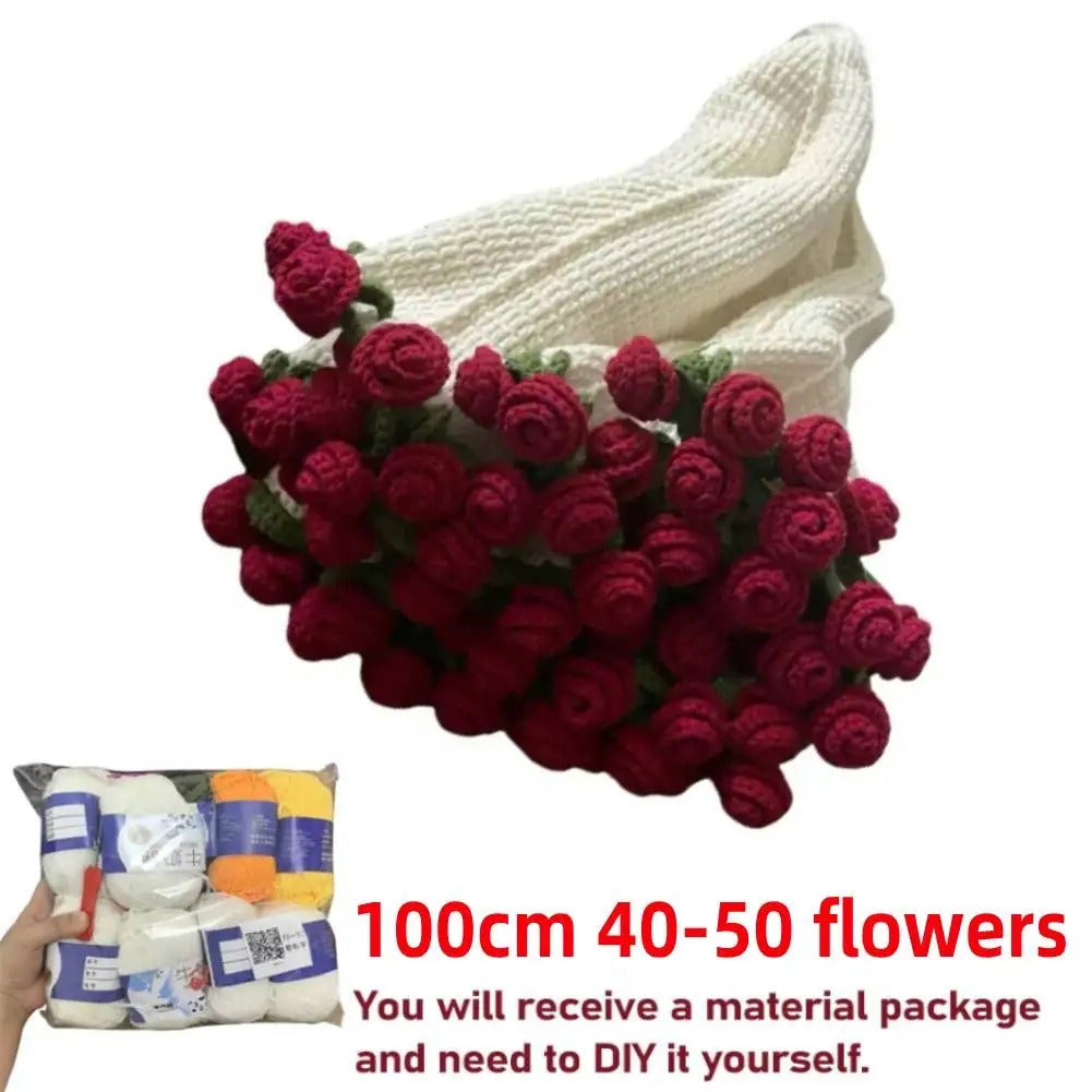 DIY Crocheted Flower Bouquet Blanket Kit – Handmade 100% Cotton Crochet Material Package