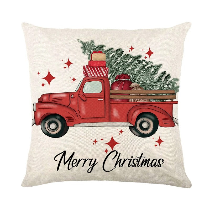 Linen Christmas Cushion Cover – Festive Pillow Case 45x45cm for Holiday Home Décor