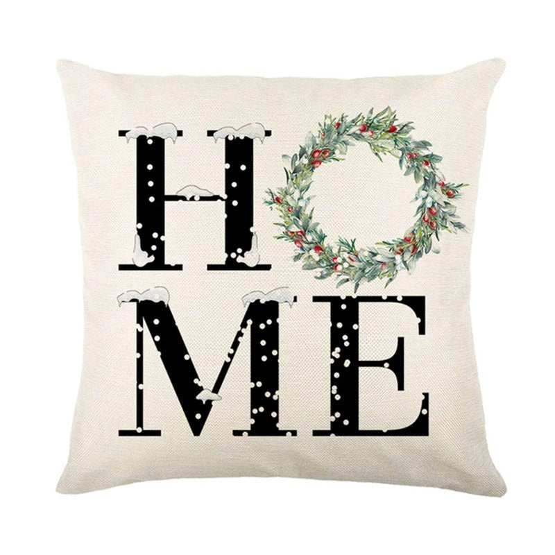 Linen Christmas Cushion Cover – Festive Pillow Case 45x45cm for Holiday Home Décor