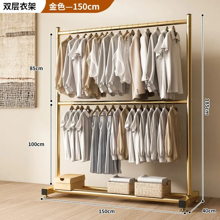 Double Layer Clothes Drying Rack - Heavy Duty Floor Standing Organizer