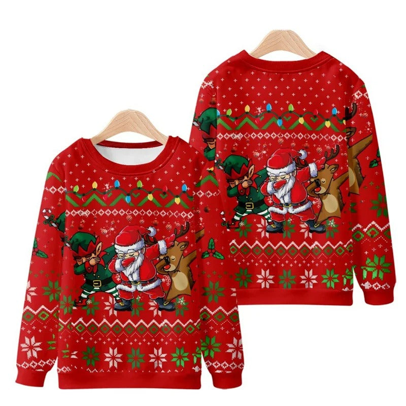 Funny Ugly Christmas 3D Printed Sweatshirt – Loose Pullover Round Neck Long Sleeve Xmas Top for Men & Women