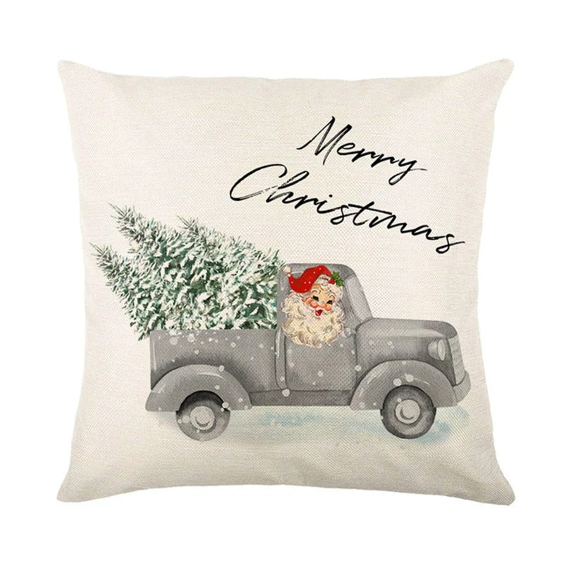 Linen Christmas Cushion Cover – Festive Pillow Case 45x45cm for Holiday Home Décor