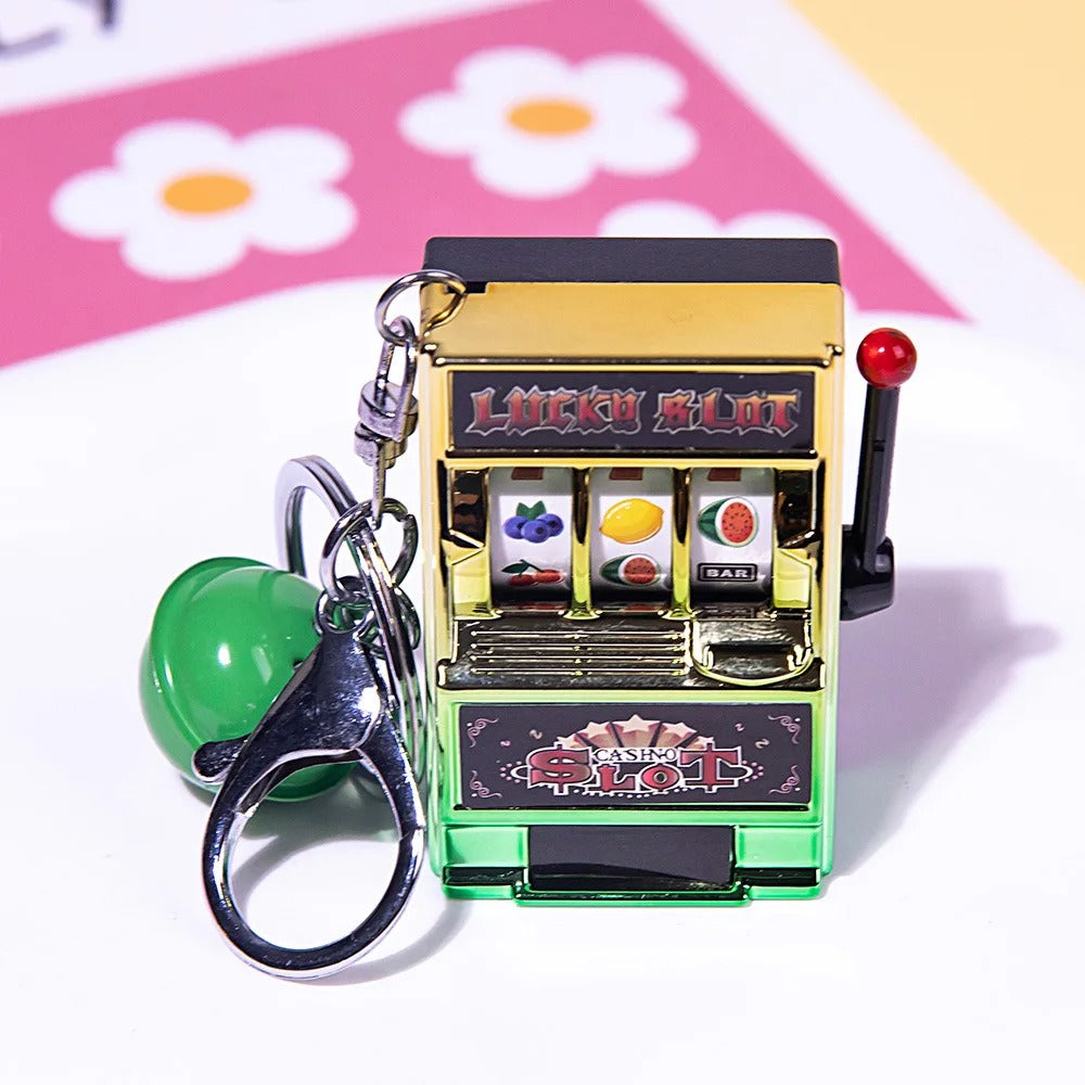 Mini Slot Machine Keychain – Novelty Lucky Charm Keyring Toy for Adults & Gambling Enthusiasts - QuirkyFindsHub