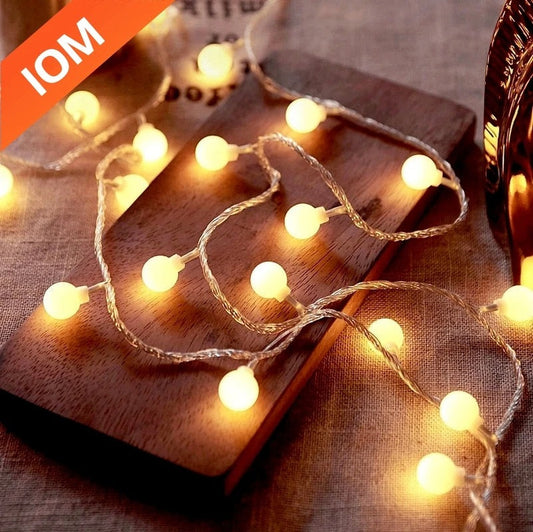 10M LED Ball String Lights – USB & Battery Powered Fairy Lights for Indoor & Outdoor Decor