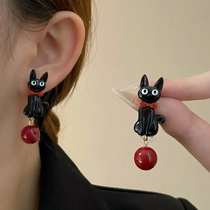 Cute 3D Cat Polymer Clay Handmade Earrings – Lightweight Cartoon Animal Stud Earrings for Women & Girls