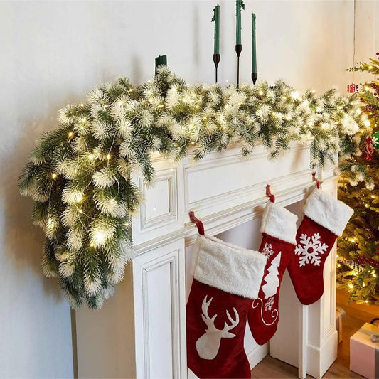 Artificial Pine & Cypress Christmas Wreath – PE Encrypted Rattan Wreath for Festive Door & Wall Decor