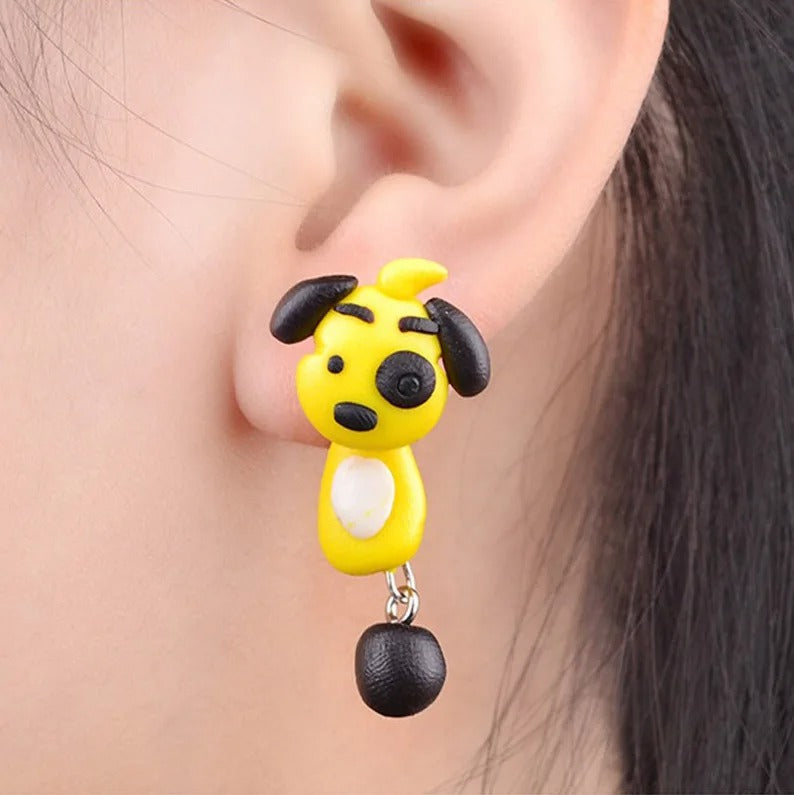 Cute 3D Cat Polymer Clay Handmade Earrings – Lightweight Cartoon Animal Stud Earrings for Women & Girls