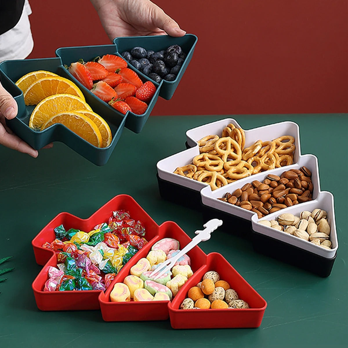 Christmas Tree Fruit Plate – Festive Party Serving Platter for Merry Christmas Celebrations