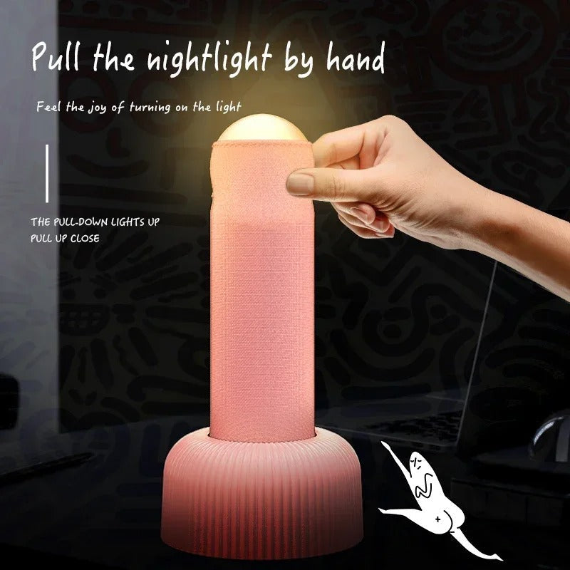 Rechargeable Table Sleep Night Lamp – Hand Pull Switch LED Bedside Light for Bedroom & Nursery