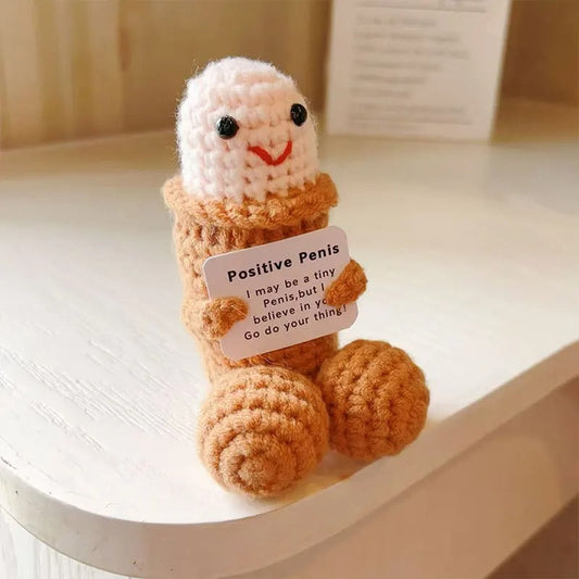 Positive Crochet Doll – Funny Valentine's Day Gift with Card