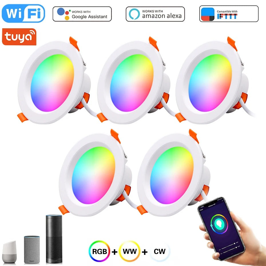 Tuya WiFi Smart LED Downlight – 5W 7W 9W 10W 15W 220V Dimmable Spot Light Compatible with Alexa & Google Home