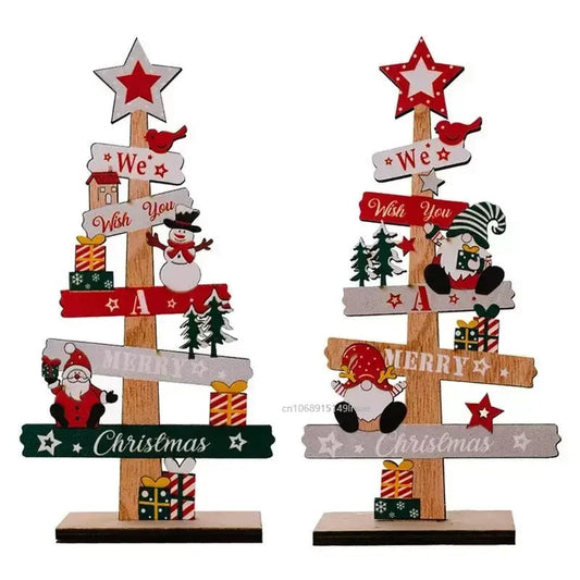 Desktop Christmas Tree & Santa Claus DIY Wooden Decoration – Festive Desk Ornament & Craft Kit