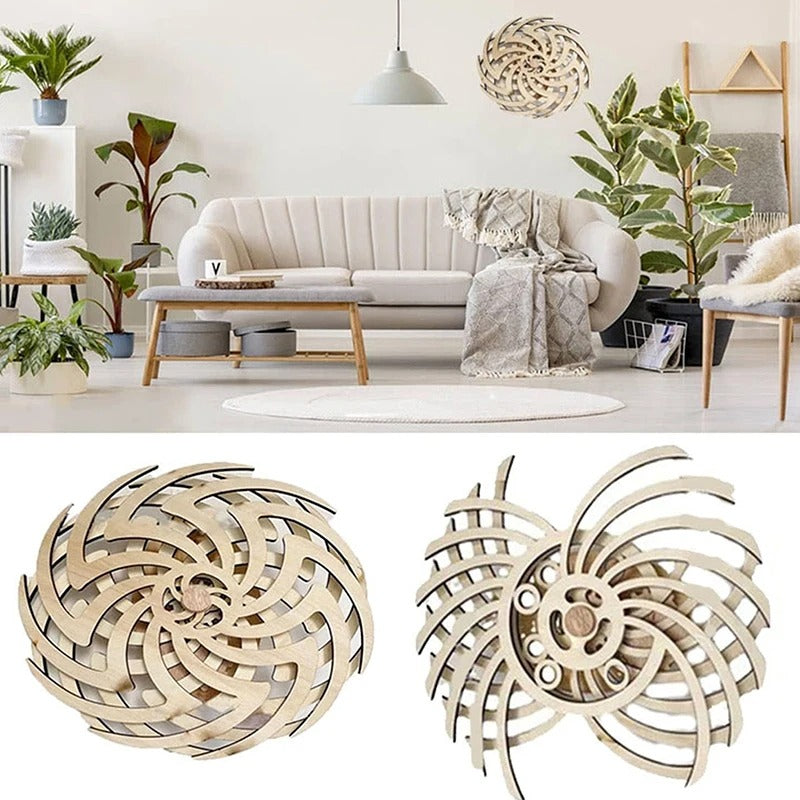 ✅ Handmade Wooden Kinetic Wall Art – Moving Retro Windmill Sculpture
