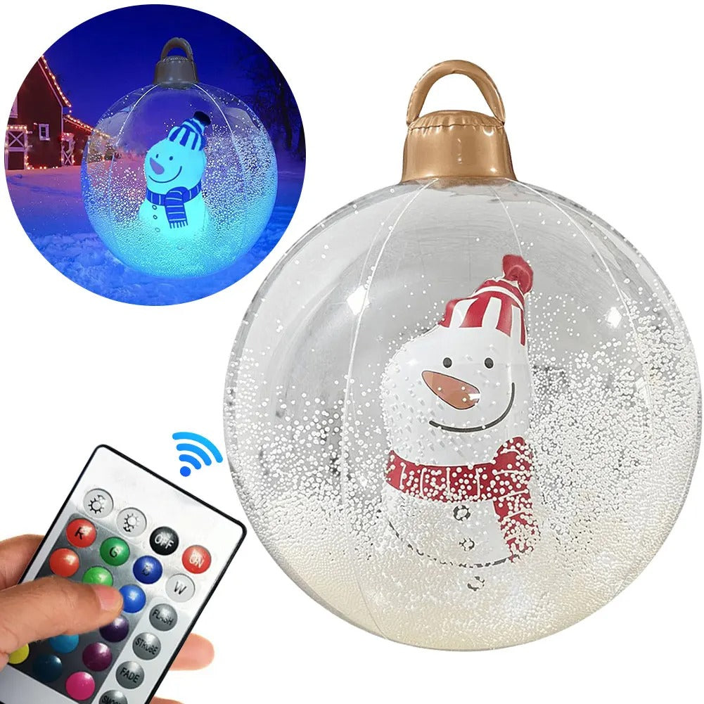 Giant Inflatable Christmas Ball with LED Light – 23.6 Inch Outdoor & Indoor Festive Bauble Decoration