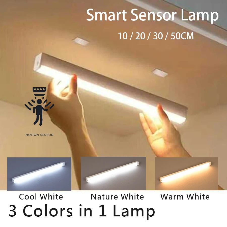 Motion Sensor LED Bar Light – USB Rechargeable Magnetic Cabinet Lamp