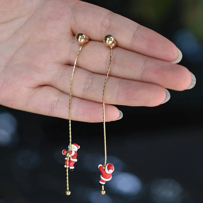 Asymmetric Snowflake Christmas Boot & Hat Drop Earrings – Festive Statement Jewellery for the Holiday Season