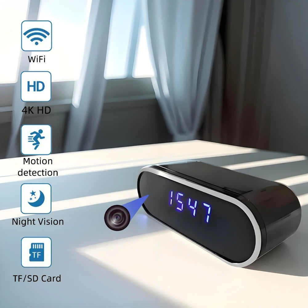 HD 1080P WiFi Clock Camera | Night Vision, Motion Detection & Remote Viewing