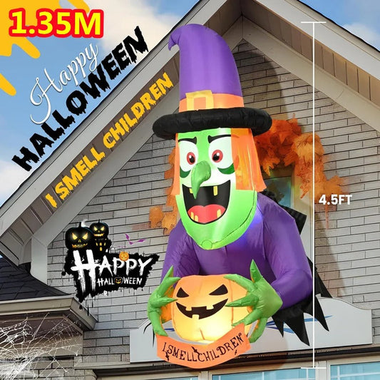 1.35M / 4.5FT Halloween Inflatable Wall Climbing Witch – Built-in LED Lights