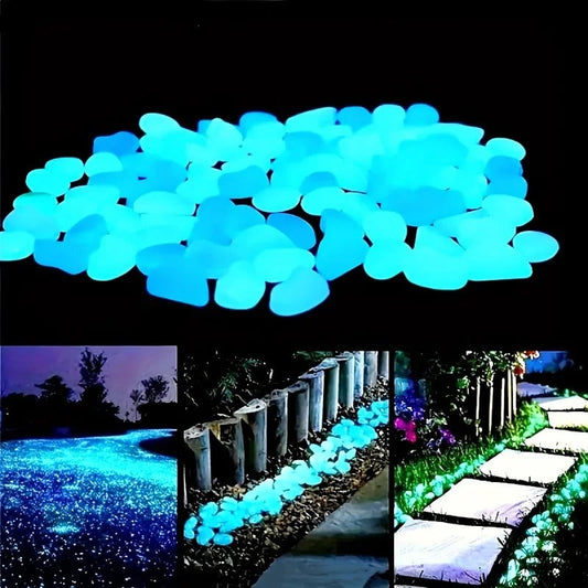 100pcs Glow In The Dark Pebbles | Resin Luminous Stones for Garden & Decor