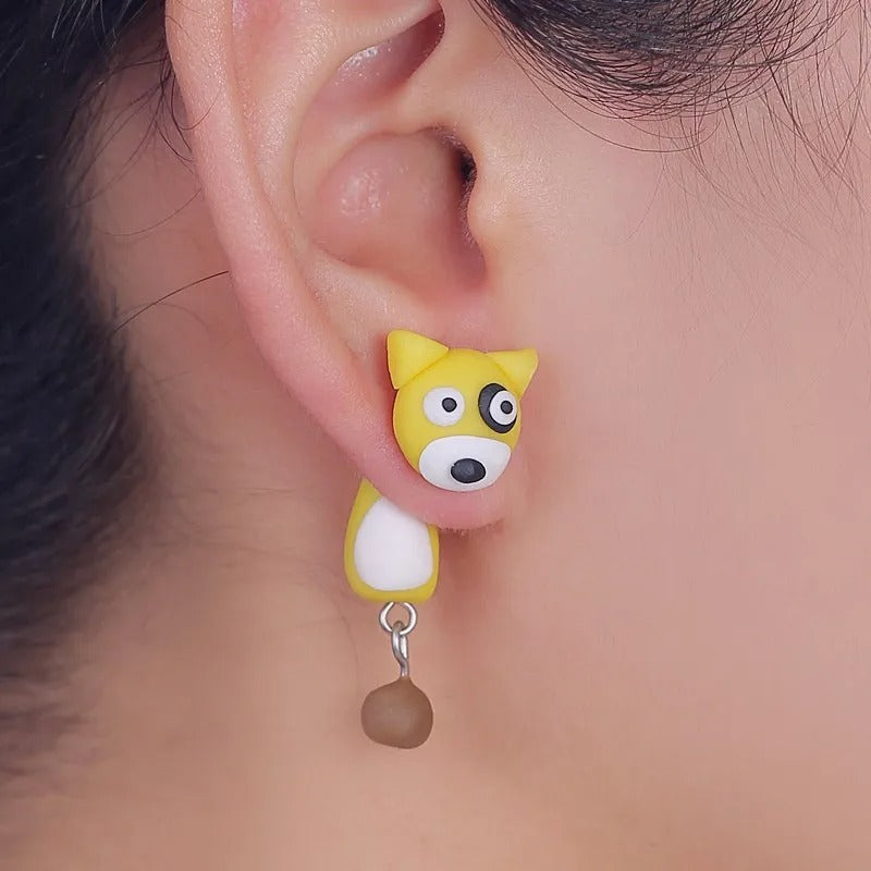 Cute 3D Cat Polymer Clay Handmade Earrings – Lightweight Cartoon Animal Stud Earrings for Women & Girls