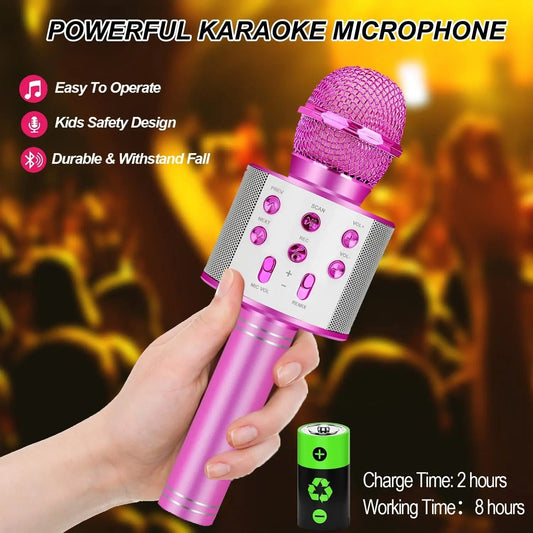 ZK20 Kids Karaoke Microphone – 5-in-1 Wireless Mic with LED Lights for Singing & Fun