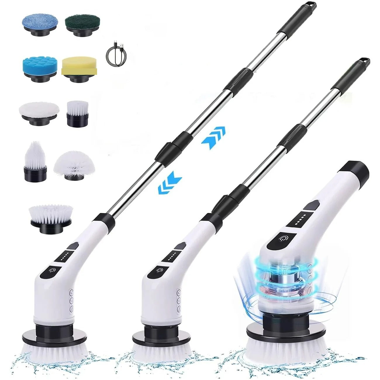 Electric Cleaning Brush – 9-in-1 Rotating Head | Bathroom, Floor & Shower Cleaner
