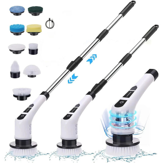 Electric Cleaning Brush – 9-in-1 Rotating Head | Bathroom, Floor & Shower Cleaner